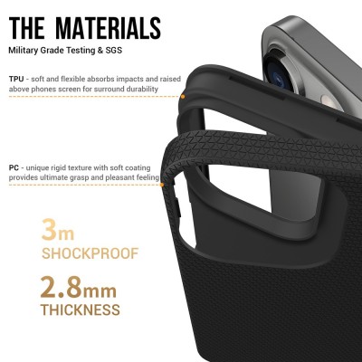 „TUTU“ Shockproof kieto silikono  dėklas - juodas (iPhone 15 Pro Max)