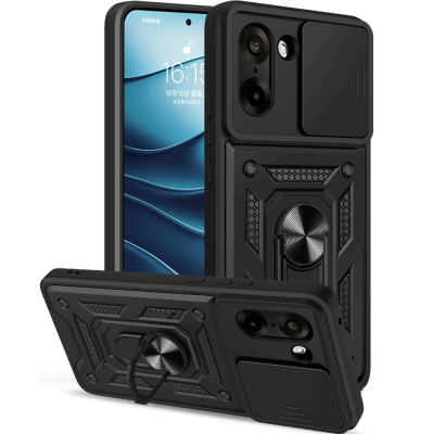 „AMORUS“ Kickstand sustiprintos apsaugos dėklas - juodas (OnePlus Nord CE5 / Ace 5 Racing)