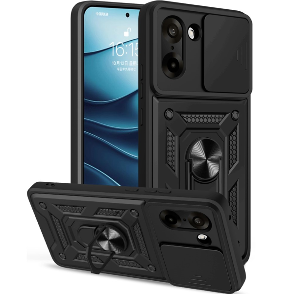 "AMORUS" Kickstand pastiprinātas aizsardzības apvalks - melns (OnePlus Nord CE5 / Ace 5 Racing)