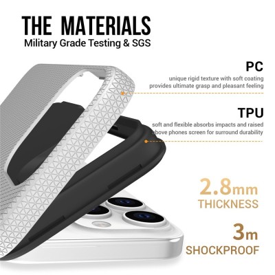 „TUKU“ Shockproof kieto silikono  dėklas - sidabrinis (iPhone 16 Pro Max)