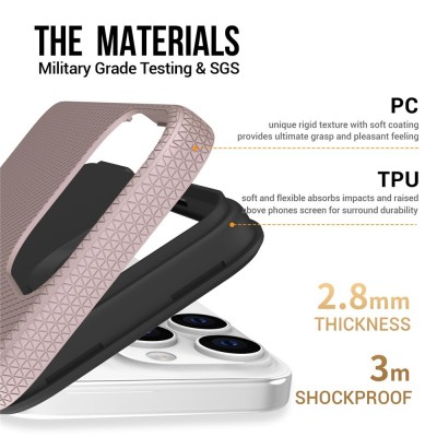 „TUKU“ Shockproof kieto silikono  dėklas - rožinis (iPhone 16 Pro Max)