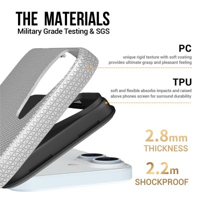 „TUTU“ Shockproof ciets silikona korpuss - sudrabs (iPhone 16)