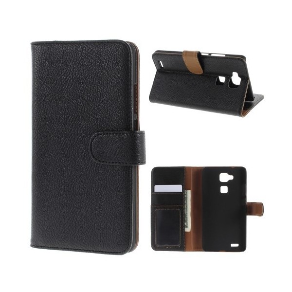 „Litchi“ atvēramais maciņš - melns (Ascend Mate 7)