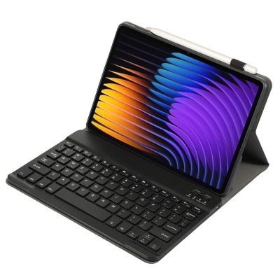 „Bosina“ Atverčiamas dėklas su klaviatūra - juodas (Xiaomi Pad 7 / Pad 7 Pro / Pad 8 / Pad 8 Pro / Poco Pad X1)