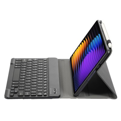 „Bosina“ Atverčiamas dėklas su klaviatūra - juodas (Xiaomi Pad 7 / Pad 7 Pro / Pad 8 / Pad 8 Pro / Poco Pad X1)