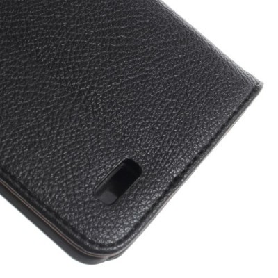 Huawei Ascend Mate 7 atvēramais melns ādas Litchi maciņš - maciņš / Vacins.lv