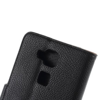 Huawei Ascend Mate 7 atvēramais melns ādas Litchi maciņš - maciņš / Vacins.lv