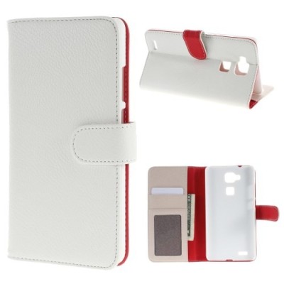 Huawei Ascend Mate 7 atvēramais balts ādas Litchi maciņš - maciņš / Vacins.lv