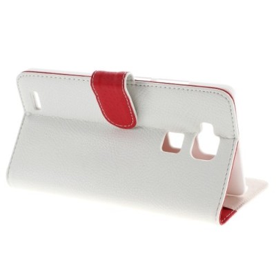 Huawei Ascend Mate 7 atvēramais balts ādas Litchi maciņš - maciņš / Vacins.lv