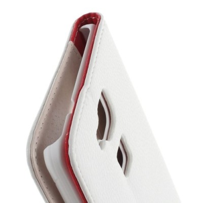 Huawei Ascend Mate 7 atvēramais balts ādas Litchi maciņš - maciņš / Vacins.lv