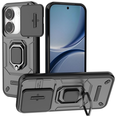 „Mozhi“ Kickstand sustiprintos apsaugos dėklas - juodas (Poco X8 Pro / Redmi Turbo 5)