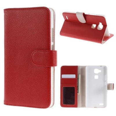 Huawei Ascend Mate 7 atvēramais sarkans ādas Litchi maciņš - maciņš / Vacins.lv
