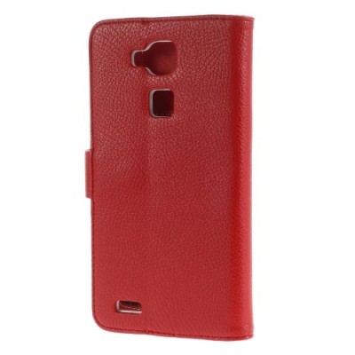 Huawei Ascend Mate 7 atvēramais sarkans ādas Litchi maciņš - maciņš / Vacins.lv