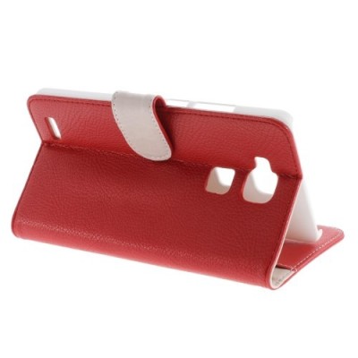 Huawei Ascend Mate 7 atvēramais sarkans ādas Litchi maciņš - maciņš / Vacins.lv