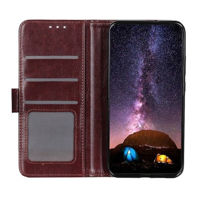 „Binfen“ atverčiamas dėklas, knygutė - rudas (Poco X8 Pro Max / Redmi Turbo 5 Max)