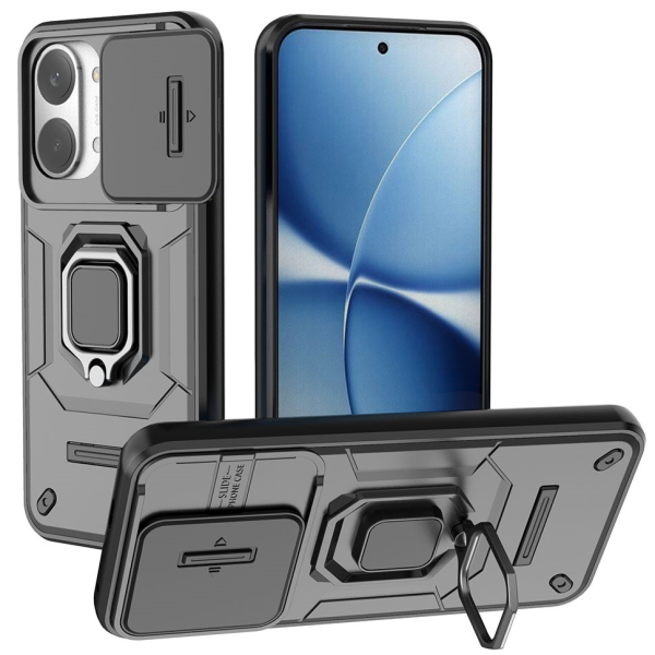 "Mozhi" Kickstand pastiprinātas aizsardzības apvalks - melns (Poco X8 Pro Max / Redmi Turbo 5 Max)