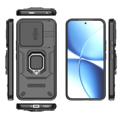 "Mozhi" Kickstand pastiprinātas aizsardzības apvalks - melns (Poco X8 Pro Max / Redmi Turbo 5 Max)