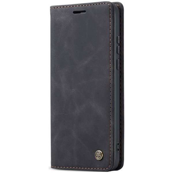 "CaseMe" Retro solīds atvēramais ādas maciņš - melns (Xiaomi 17 Ultra)
