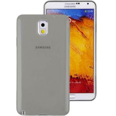 Samsung Galaxy Note 4 (N910) skaidrus (permatomas) kieto silikono TPU ploniausias pasaulyje pilkas dėklas / Priedai.lt