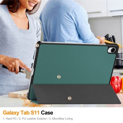„Saige" Atverčiamas dėklas - žalias (Galaxy Tab S11)