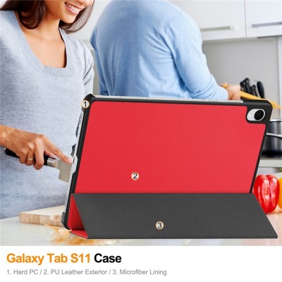 „Saige" Atvēramais maciņš - sarkans (Galaxy Tab S11)