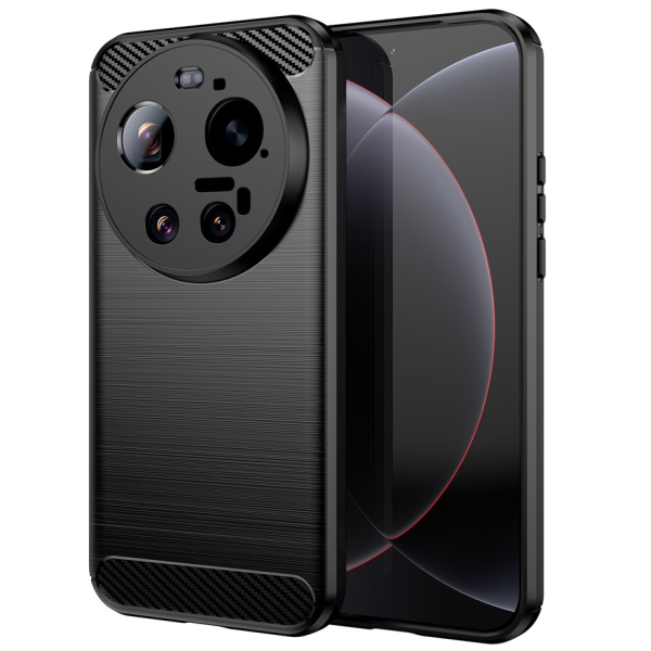 "AILES" Carbon cieta silikona (TPU) apvalks - melns (Xiaomi 17 Ultra)