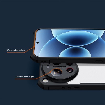 "XUNDD" cieta silikona (TPU) akrils apvalks - dzidrs / melns (Xiaomi 17 Ultra)