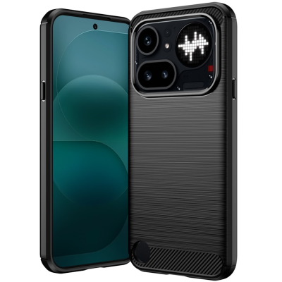 "AILES" Carbon kõva silikoon (TPU) ümbris – must (Nothing Phone 4a Pro)