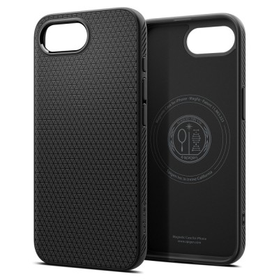 „Spigen“ Liquid Air Mag fit dėklas - juodas (iPhone 17e / 16e)