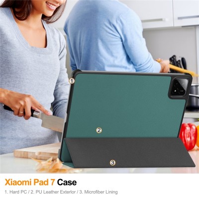 „Saige" Flip case - green (Xiaomi Pad 7 / Pad 7 Pro / Pad 8 / Pad 8 Pro)