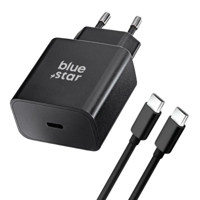 „Blue Star“ tīkla lādētājs (45W) - melns + USB-C vads