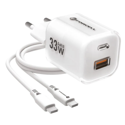 „Forcell“ F-Energy Crystal sienas lādētājs (33W) - balts + USB-C vads