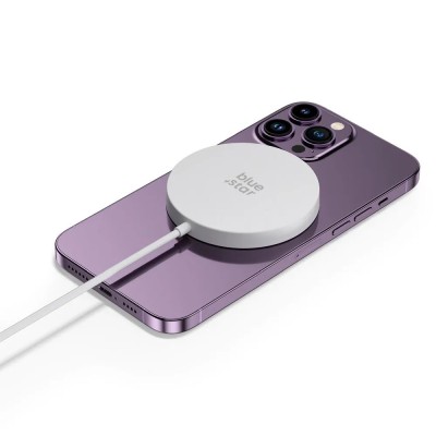 „Blue Star“ Magnetic Charging Stand Wireless Compact Charger - White (15W)