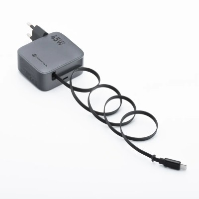 „Forcell“ Seinalaadija (45W), integreeritud USB-C-kaabliga – must