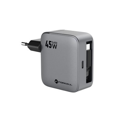 „Forcell“ Seinalaadija (45W), integreeritud USB-C-kaabliga – must