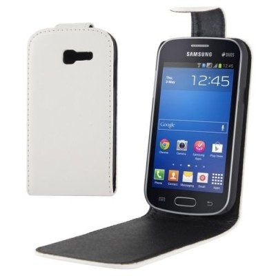 Samsung Galaxy Trend Lite S7390 (S7392) klasisks ādas vertikāli atvēramais balts maciņš / Vacins.lv