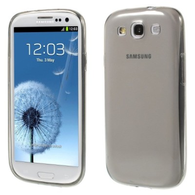 Samsung Galaxy S3 skaidrus (permatomas) kieto silikono TPU ploniausias pasaulyje pilkas dėklas / Priedai.lt
