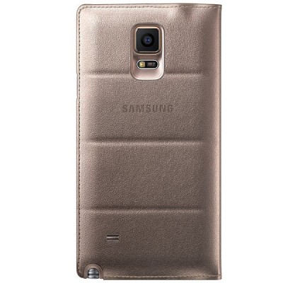 Samsung Galaxy Note 4 N910 oficiāls S View Cover atvērams zelta ādas maciņš / Vacins.lv