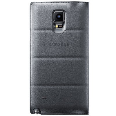 Samsung Galaxy Note 4 N910 oficiāls S View Cover atvērams melns ādas maciņš / Vacins.lv