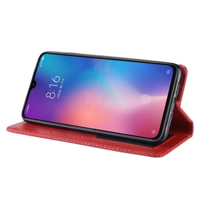 „Vintage“ atverčiamas dėklas - raudonas (Mi 9 Lite)