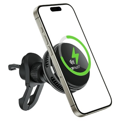 „ACEFAST“ Magnetic ventilējams automašīnas tālruņa turētājs / lādētājs (25 W) - melns