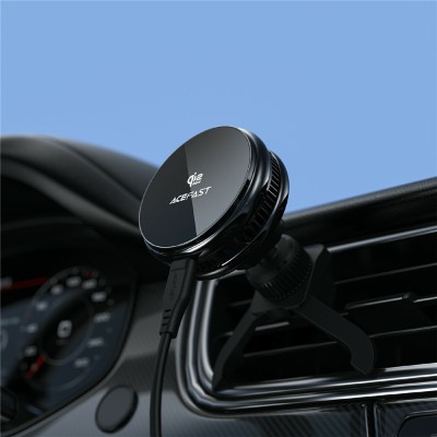 „ACEFAST“ D66 Magnetic Magsafe ventiliuojamas automobilinis telefono laikiklis / kroviklis (25W) - juodas