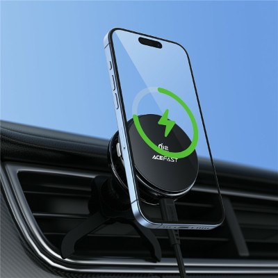 „ACEFAST“ D66 Magnetic Magsafe ventiliuojamas automobilinis telefono laikiklis / kroviklis (25W) - juodas