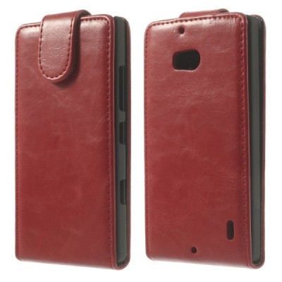 Nokia Lumia 930 klasikinis vertikaliai atverčiamas raudonas odinis dėklas / Priedai.lt