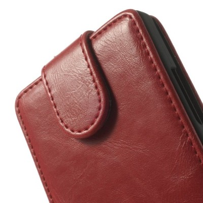 Nokia Lumia 930 klasisks ādas vertikāli atvēramais sarkans maciņš / Vacins.lv