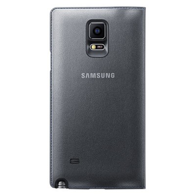 Samsung Galaxy Note 4 N910 oficiāls LED Flip Wallet Cover atvērams melns ādas maciņš / Vacins.lv