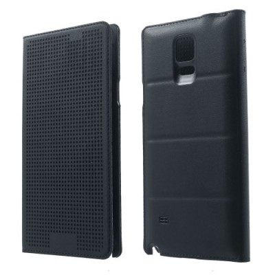 Samsung Galaxy Note 4 N910 Smart Dot View atvērams melns ādas maciņš / Vacins.lv