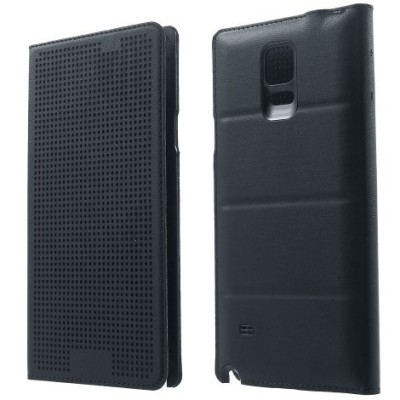 Samsung Galaxy Note 4 N910 Smart Dot View atvērams melns ādas maciņš / Vacins.lv