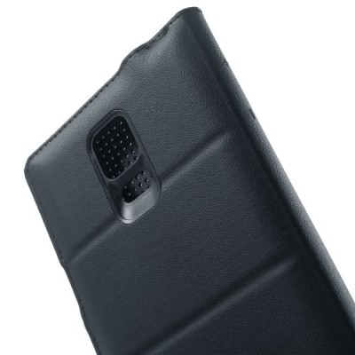Samsung Galaxy Note 4 N910 Smart Dot View atvērams melns ādas maciņš / Vacins.lv