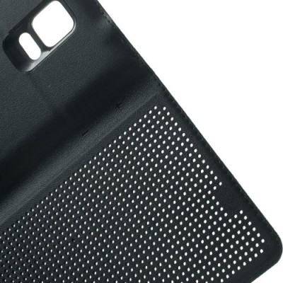 Samsung Galaxy Note 4 N910 Smart Dot View atvērams melns ādas maciņš / Vacins.lv